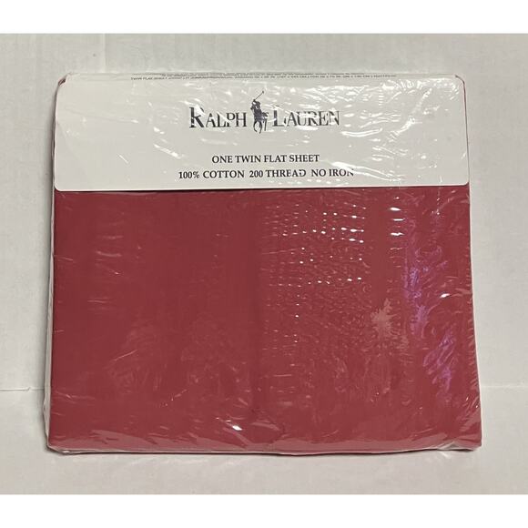 Ralph Lauren Twin Flat Sheet 100% Cotton 200 Thread No Iron Irregular Brick Red - Picture 1 of 5
